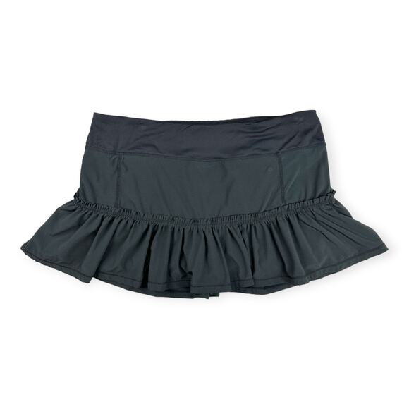 LululemonSize 8RARE Black Willpower Ruffle Tennis Skirt w/ Built-In Shorts